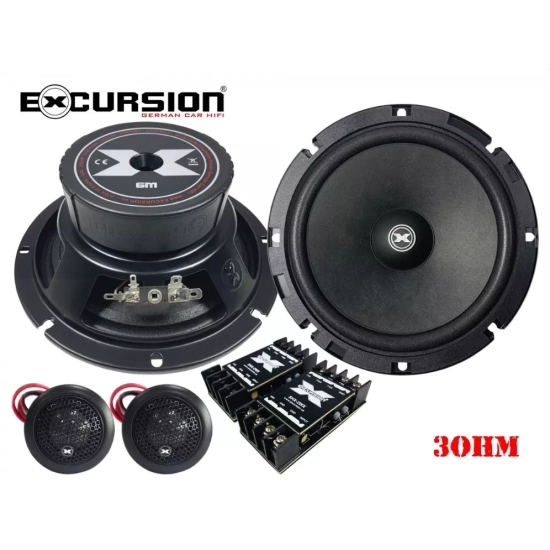 Excursion SHX-6C 2-drożny samochodowy zestaw głośnikowy: 2 woofery 165mm, 2 tweetery 25mm, 2 zwrotnice - 3ohm, 90/250W, 92dB, 50-21000Hz, głębokość 60